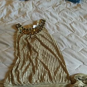 Silk dressy tank top with metal decoration